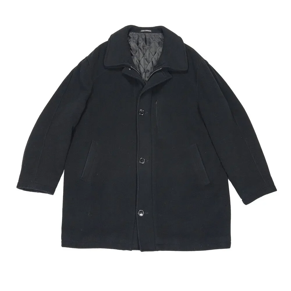 Lauren Ralph Lauren Duane Wool Cashmere Coat Mens 46 L Black Overcoat Lined VTG